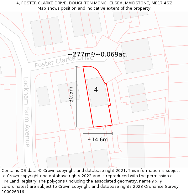 4, FOSTER CLARKE DRIVE, BOUGHTON MONCHELSEA, MAIDSTONE, ME17 4SZ: Plot and title map