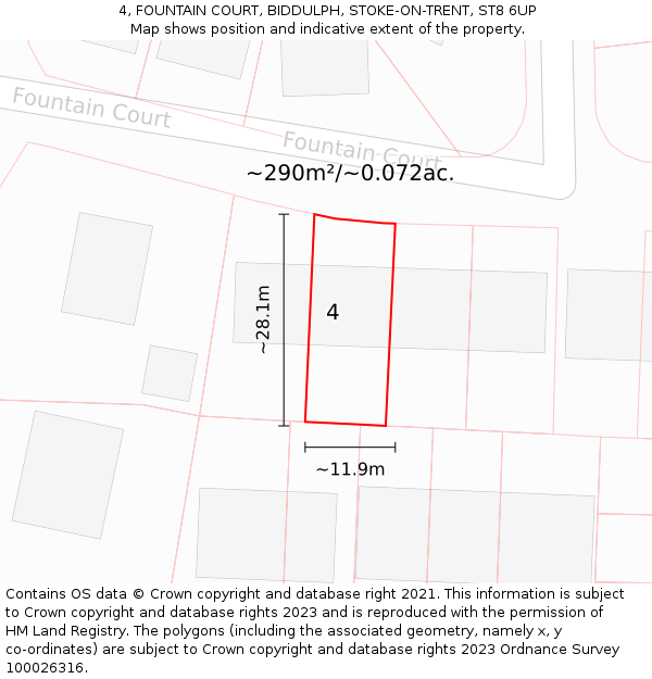 4, FOUNTAIN COURT, BIDDULPH, STOKE-ON-TRENT, ST8 6UP: Plot and title map