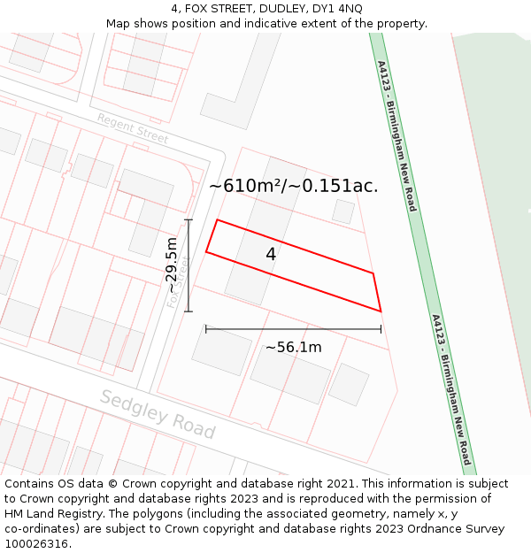 4, FOX STREET, DUDLEY, DY1 4NQ: Plot and title map