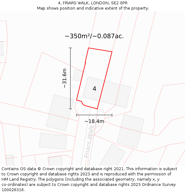 4, FRIARS WALK, LONDON, SE2 0PR: Plot and title map