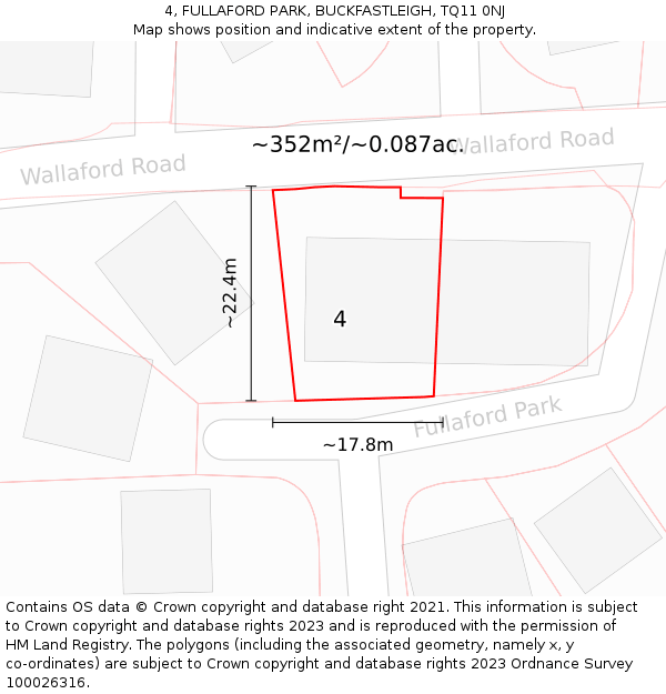 4, FULLAFORD PARK, BUCKFASTLEIGH, TQ11 0NJ: Plot and title map