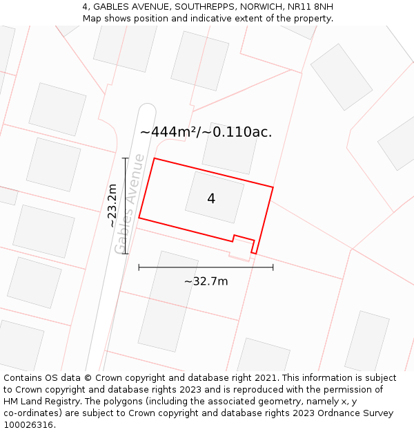 4, GABLES AVENUE, SOUTHREPPS, NORWICH, NR11 8NH: Plot and title map