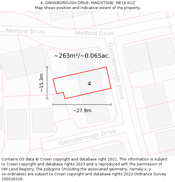 4, GAINSBOROUGH DRIVE, MAIDSTONE, ME16 0UZ: Plot and title map