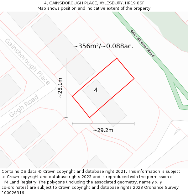 4, GAINSBOROUGH PLACE, AYLESBURY, HP19 8SF: Plot and title map