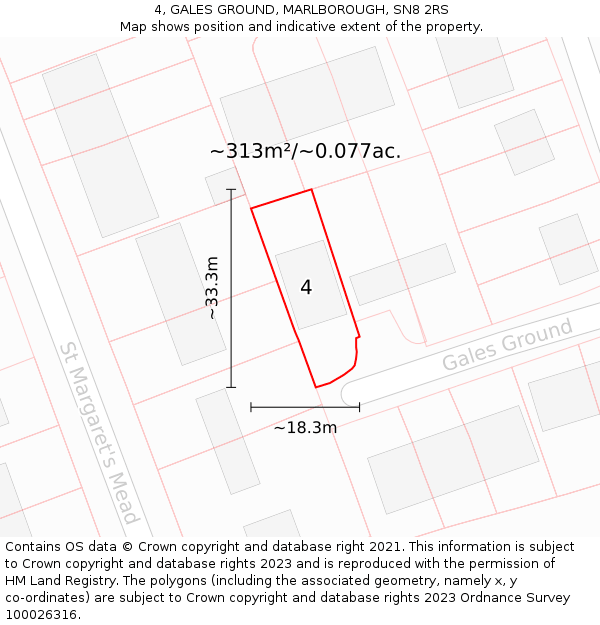 4, GALES GROUND, MARLBOROUGH, SN8 2RS: Plot and title map