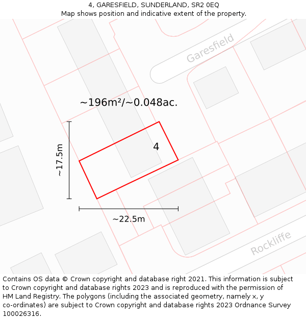 4, GARESFIELD, SUNDERLAND, SR2 0EQ: Plot and title map