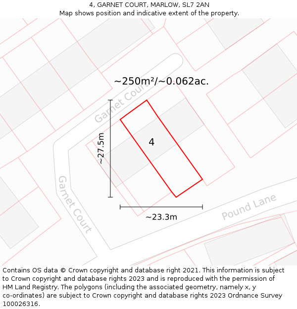 4, GARNET COURT, MARLOW, SL7 2AN: Plot and title map