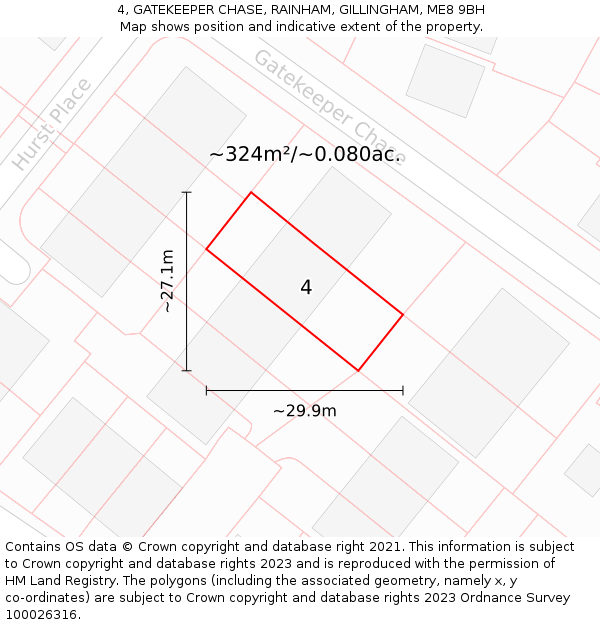 4, GATEKEEPER CHASE, RAINHAM, GILLINGHAM, ME8 9BH: Plot and title map