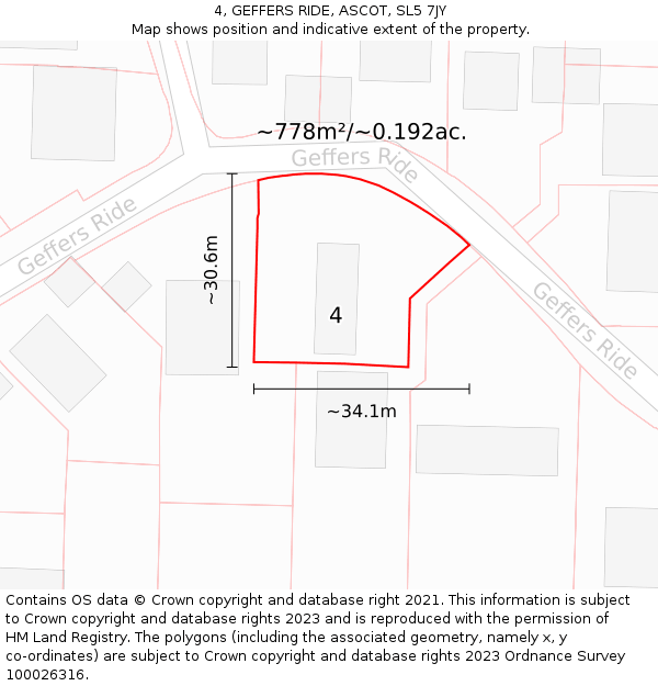 4, GEFFERS RIDE, ASCOT, SL5 7JY: Plot and title map