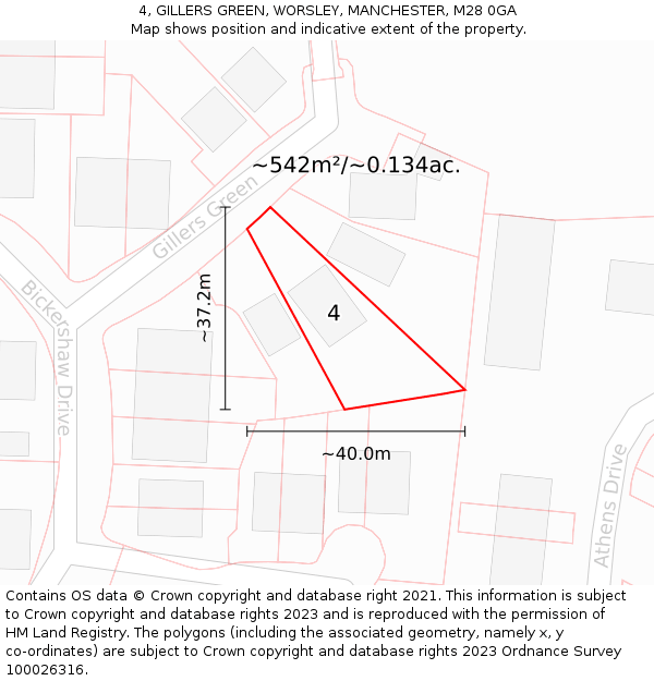 4, GILLERS GREEN, WORSLEY, MANCHESTER, M28 0GA: Plot and title map