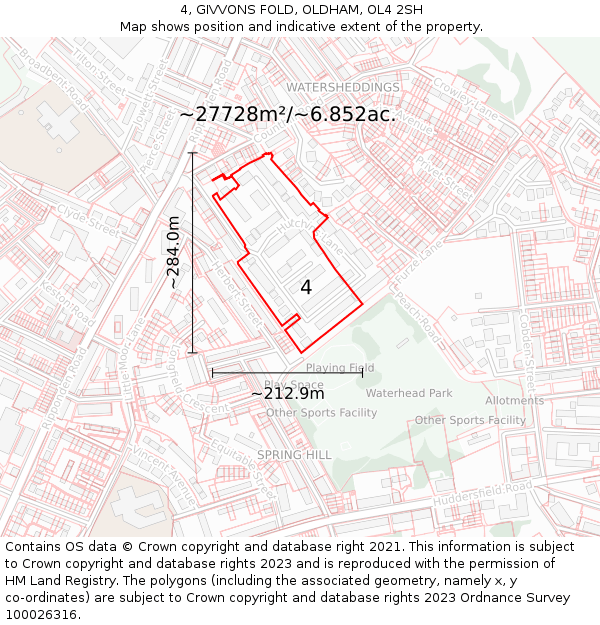 4, GIVVONS FOLD, OLDHAM, OL4 2SH: Plot and title map