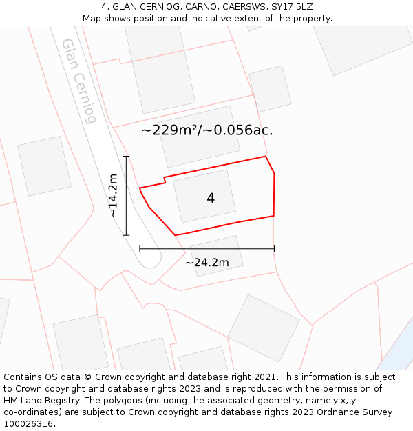 4, GLAN CERNIOG, CARNO, CAERSWS, SY17 5LZ: Plot and title map