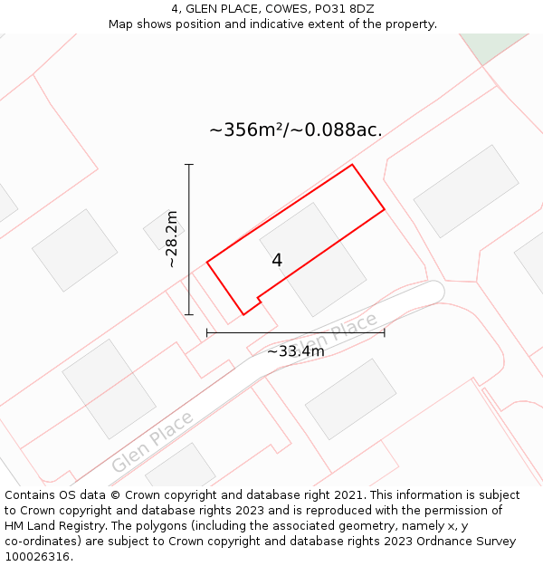 4, GLEN PLACE, COWES, PO31 8DZ: Plot and title map