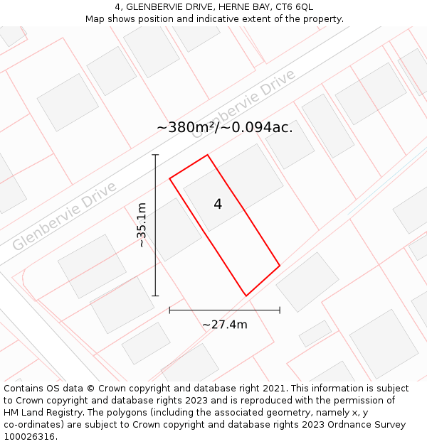 4, GLENBERVIE DRIVE, HERNE BAY, CT6 6QL: Plot and title map