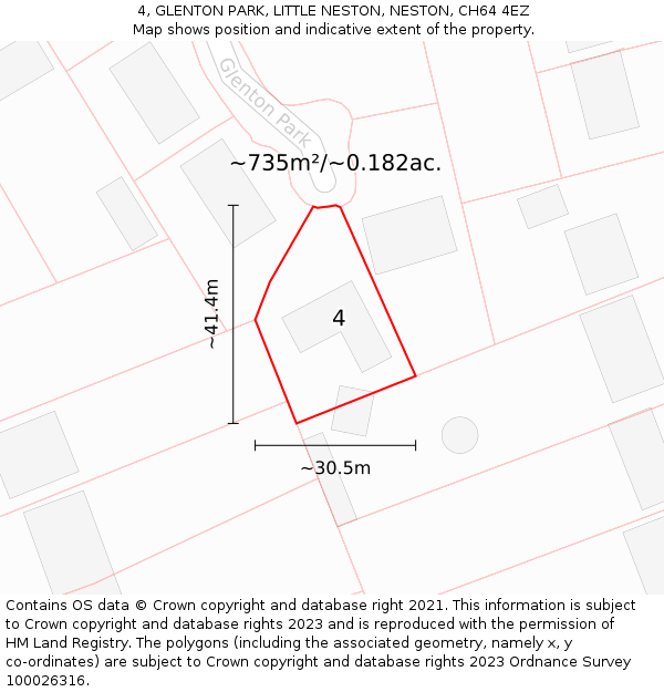 4, GLENTON PARK, LITTLE NESTON, NESTON, CH64 4EZ: Plot and title map