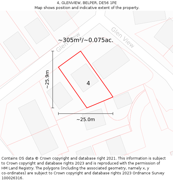 4, GLENVIEW, BELPER, DE56 1PE: Plot and title map