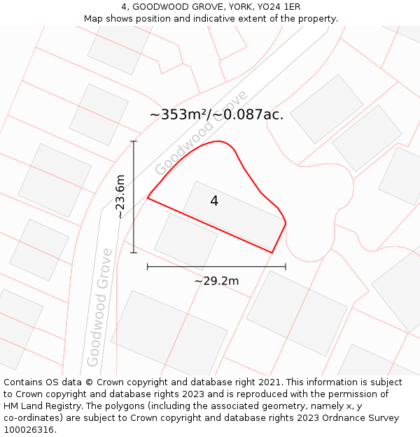 4, GOODWOOD GROVE, YORK, YO24 1ER: Plot and title map