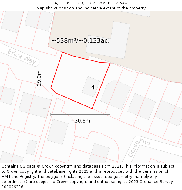 4, GORSE END, HORSHAM, RH12 5XW: Plot and title map