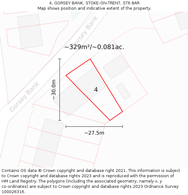 4, GORSEY BANK, STOKE-ON-TRENT, ST6 8AR: Plot and title map