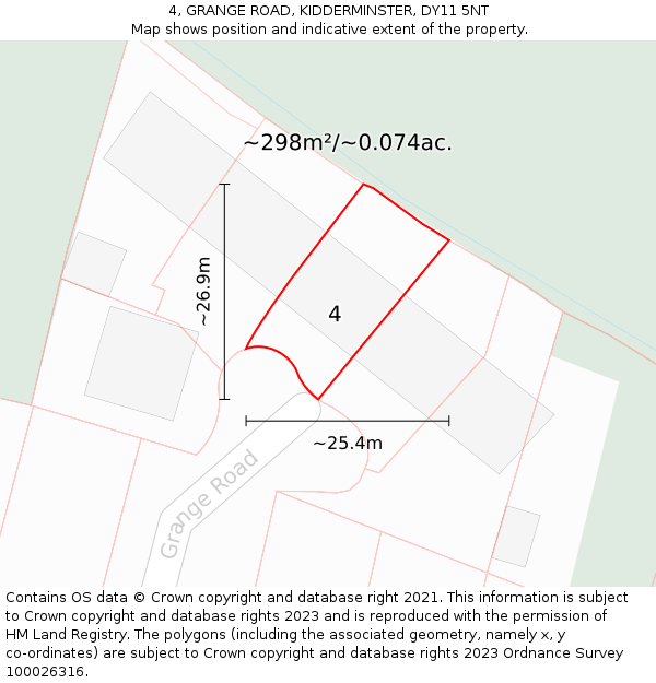 4, GRANGE ROAD, KIDDERMINSTER, DY11 5NT: Plot and title map