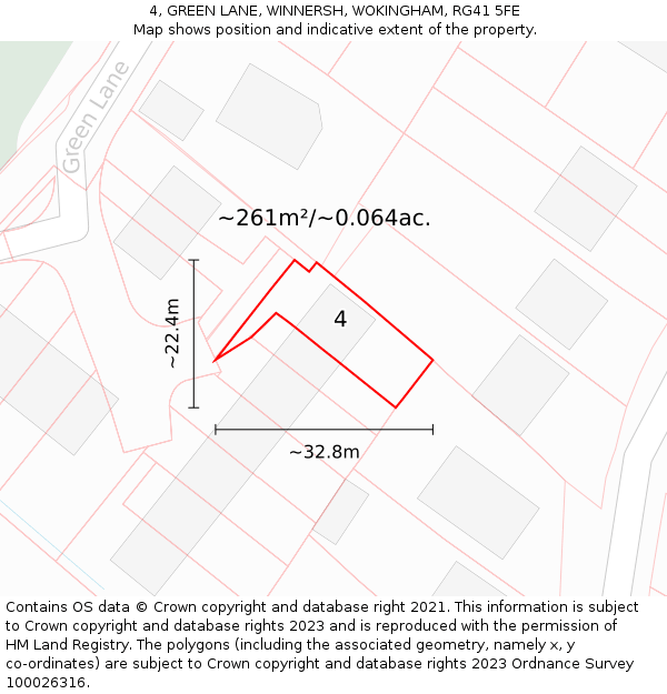 4, GREEN LANE, WINNERSH, WOKINGHAM, RG41 5FE: Plot and title map