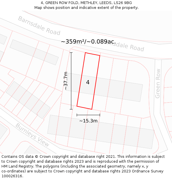 4, GREEN ROW FOLD, METHLEY, LEEDS, LS26 9BG: Plot and title map