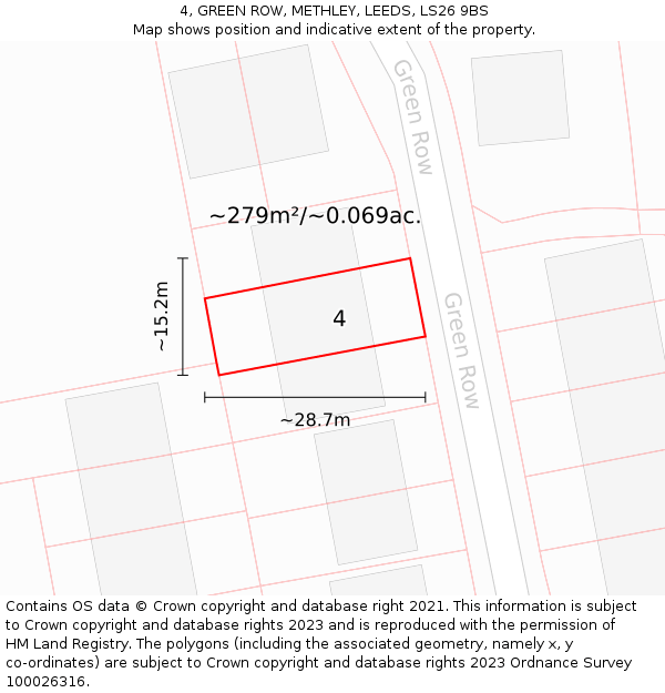 4, GREEN ROW, METHLEY, LEEDS, LS26 9BS: Plot and title map