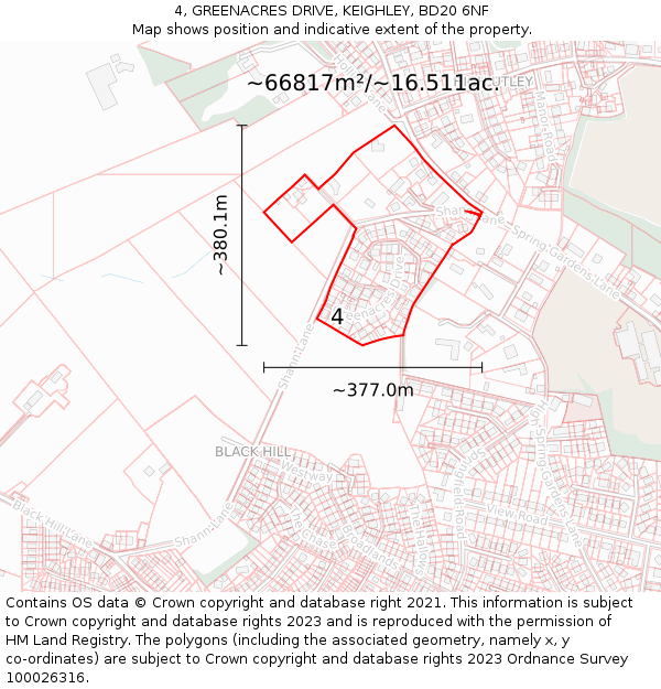 4, GREENACRES DRIVE, KEIGHLEY, BD20 6NF: Plot and title map