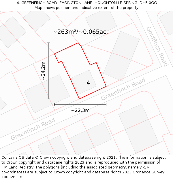 4, GREENFINCH ROAD, EASINGTON LANE, HOUGHTON LE SPRING, DH5 0GG: Plot and title map