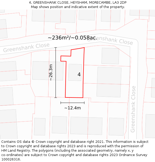 4, GREENSHANK CLOSE, HEYSHAM, MORECAMBE, LA3 2DP: Plot and title map