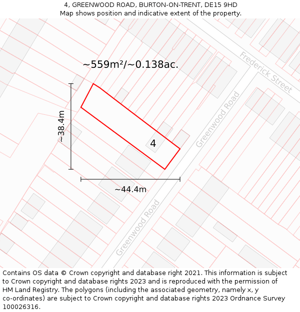 4, GREENWOOD ROAD, BURTON-ON-TRENT, DE15 9HD: Plot and title map