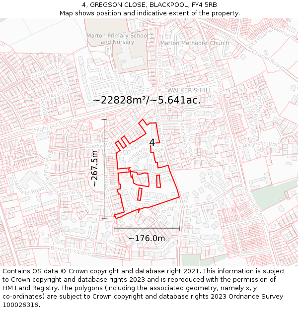 4, GREGSON CLOSE, BLACKPOOL, FY4 5RB: Plot and title map