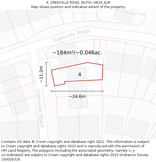 4, GRENVILLE ROAD, BLYTH, NE24 3UR: Plot and title map
