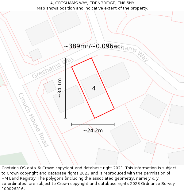 4, GRESHAMS WAY, EDENBRIDGE, TN8 5NY: Plot and title map