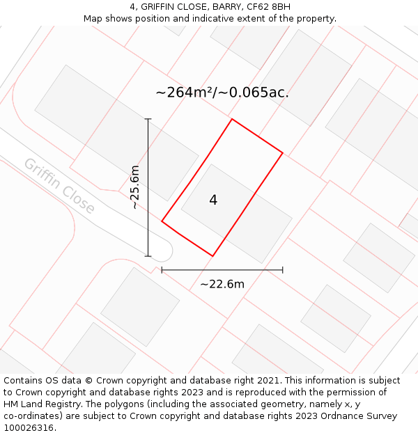 4, GRIFFIN CLOSE, BARRY, CF62 8BH: Plot and title map