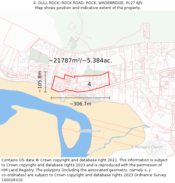 4, GULL ROCK, ROCK ROAD, ROCK, WADEBRIDGE, PL27 6JN: Plot and title map