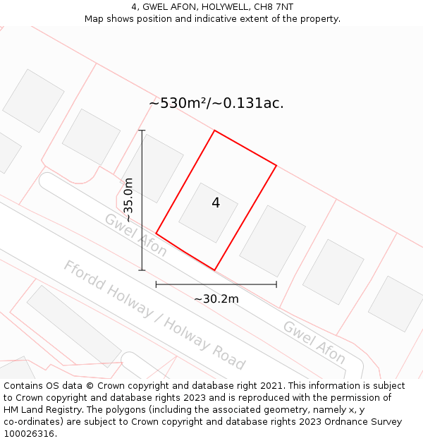 4, GWEL AFON, HOLYWELL, CH8 7NT: Plot and title map