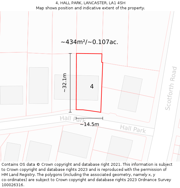 4, HALL PARK, LANCASTER, LA1 4SH: Plot and title map