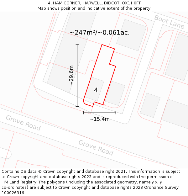 4, HAM CORNER, HARWELL, DIDCOT, OX11 0FT: Plot and title map