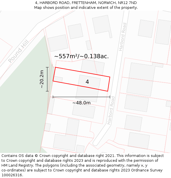 4, HARBORD ROAD, FRETTENHAM, NORWICH, NR12 7ND: Plot and title map