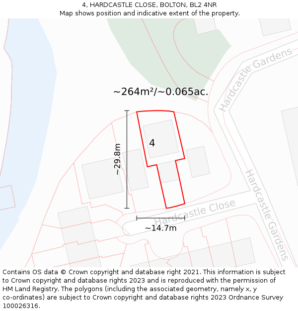 4, HARDCASTLE CLOSE, BOLTON, BL2 4NR: Plot and title map