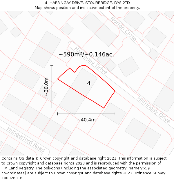 4, HARRINGAY DRIVE, STOURBRIDGE, DY8 2TD: Plot and title map