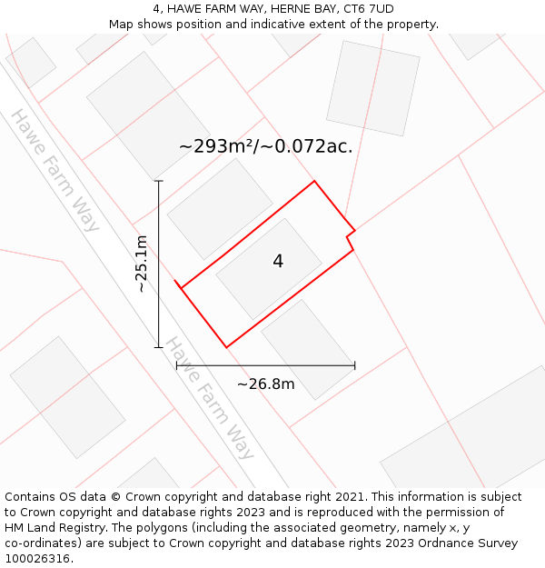 4, HAWE FARM WAY, HERNE BAY, CT6 7UD: Plot and title map