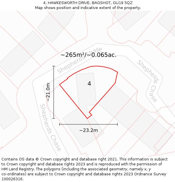 4, HAWKESWORTH DRIVE, BAGSHOT, GU19 5QZ: Plot and title map