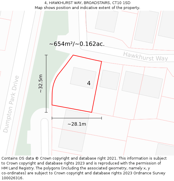 4, HAWKHURST WAY, BROADSTAIRS, CT10 1SD: Plot and title map