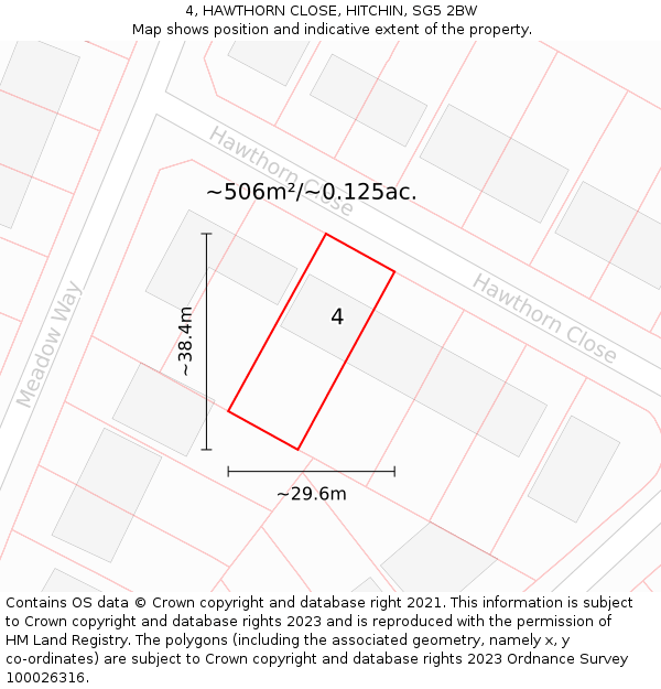 4, HAWTHORN CLOSE, HITCHIN, SG5 2BW: Plot and title map