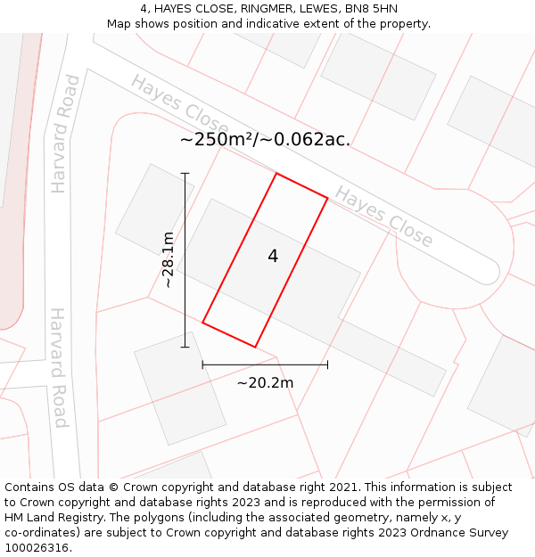 4, HAYES CLOSE, RINGMER, LEWES, BN8 5HN: Plot and title map