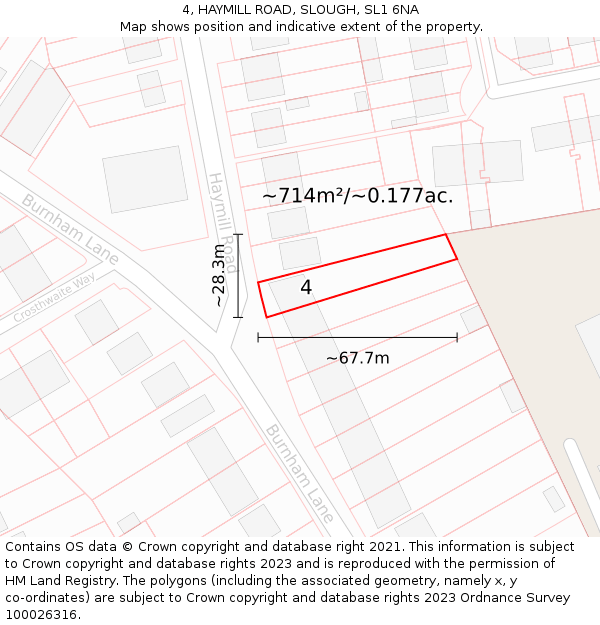 4, HAYMILL ROAD, SLOUGH, SL1 6NA: Plot and title map