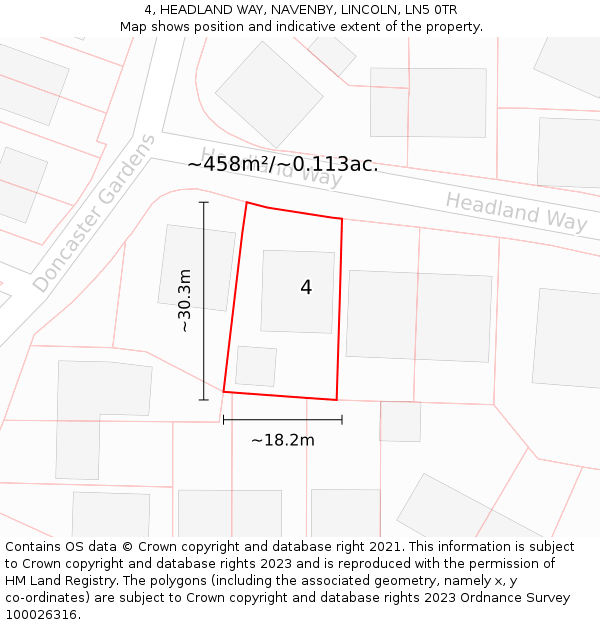4, HEADLAND WAY, NAVENBY, LINCOLN, LN5 0TR: Plot and title map