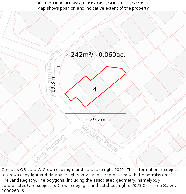 4, HEATHERCLIFF WAY, PENISTONE, SHEFFIELD, S36 6FN: Plot and title map